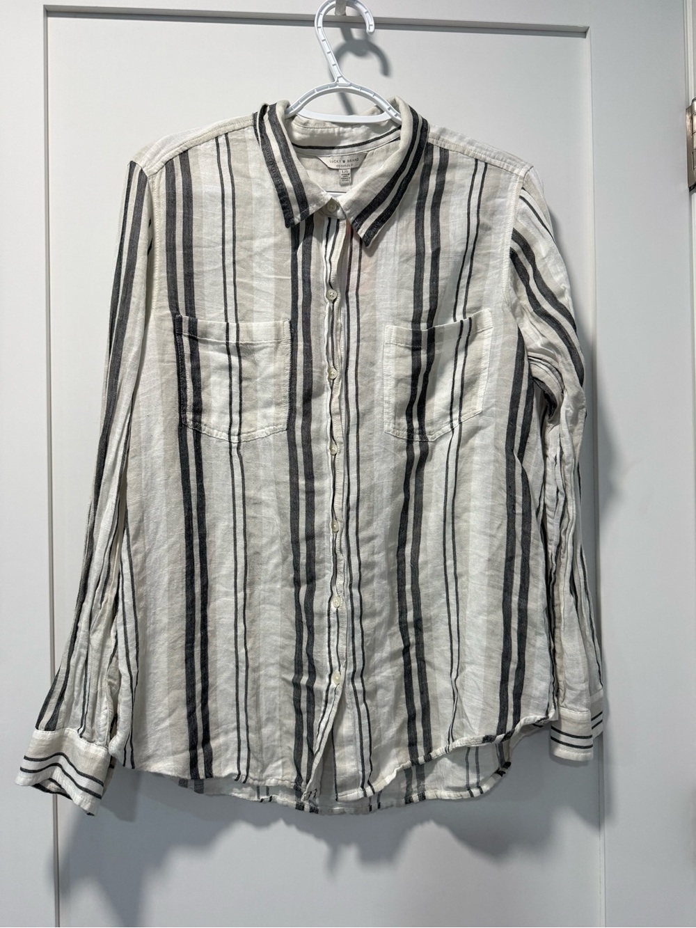 Striped Button-Up Shirt - Black & White